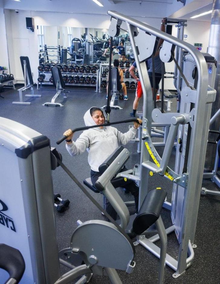 Students work out in the Gold Student Center gym